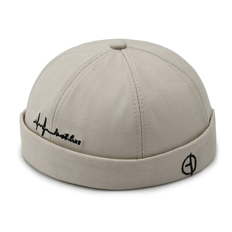Embroidered Beanie Hat Retro Sailor Brimless Docker Caps