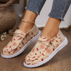 Women's Print Outdoor Casual Flat Shoes Lightweight Slip on Skate Shoes