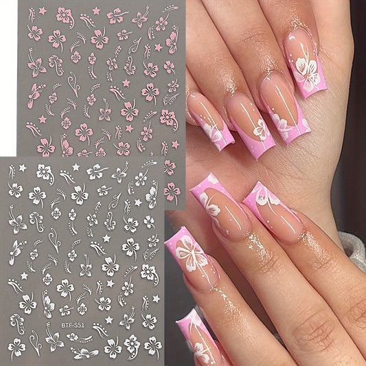 Flower Butterfly Nail Art Stickers Self Adhesive Decals DIY Nail Salons Supplies