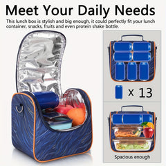 Stylish Insulated Lunch Bag with Hook & Loop Fastener Zipper & Shoulder Strap