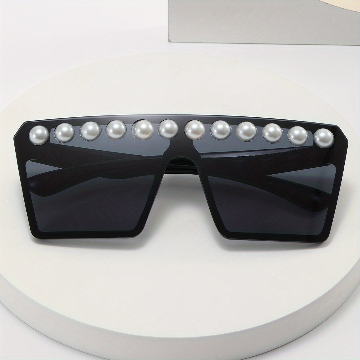 Y2K Square Frame Sunglasses Faux Pearl Decor UV400