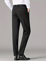 Men's Warm Fleece Dress Pants - Fall/Winter Business Formal Stretch Pant