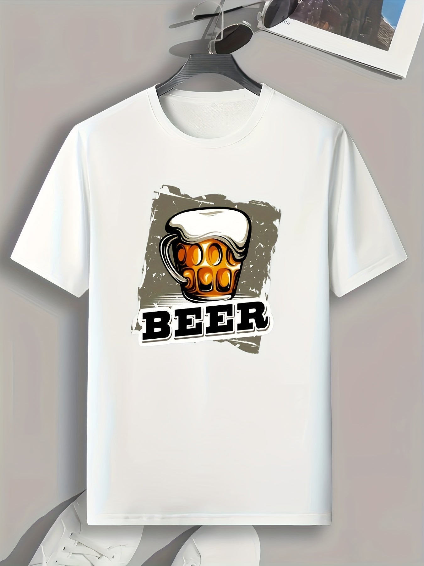 Beer Print Men's Graphic T shirt Casual Comfy Tees For Summer