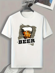 Beer Print Men's Graphic T shirt Casual Comfy Tees For Summer