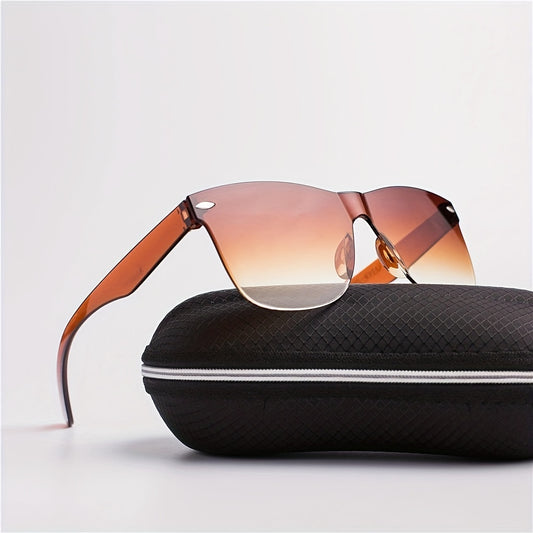 Square One piece Sunglasses Rivet Decor UV400