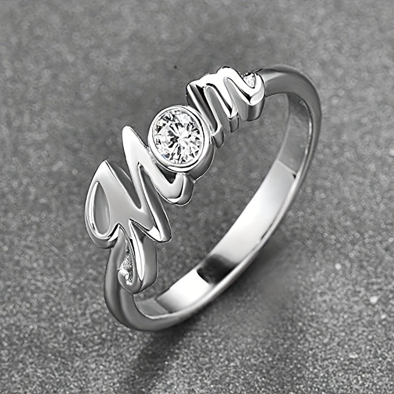 Mother's Gift Silver Plated Oval Zircon Ring for Women