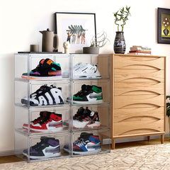 Transparent Shoe Box with Door Plastic Shoes Storage Box for Bedroom