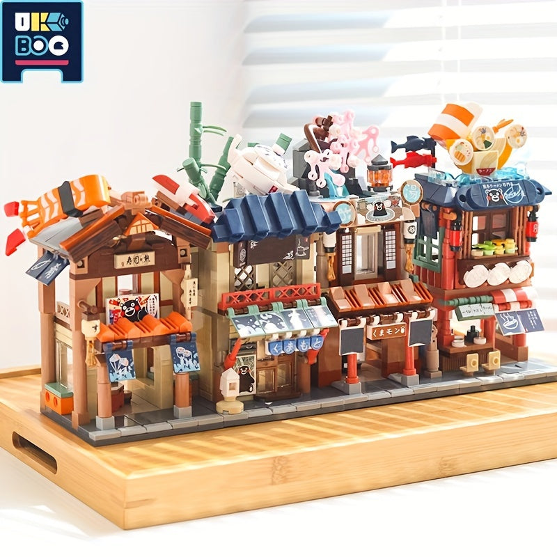 Street View Noodle Sushi Hot Spring Tea House Building Blocks Set