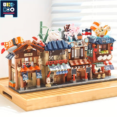 Street View Noodle Sushi Hot Spring Tea House Building Blocks Set