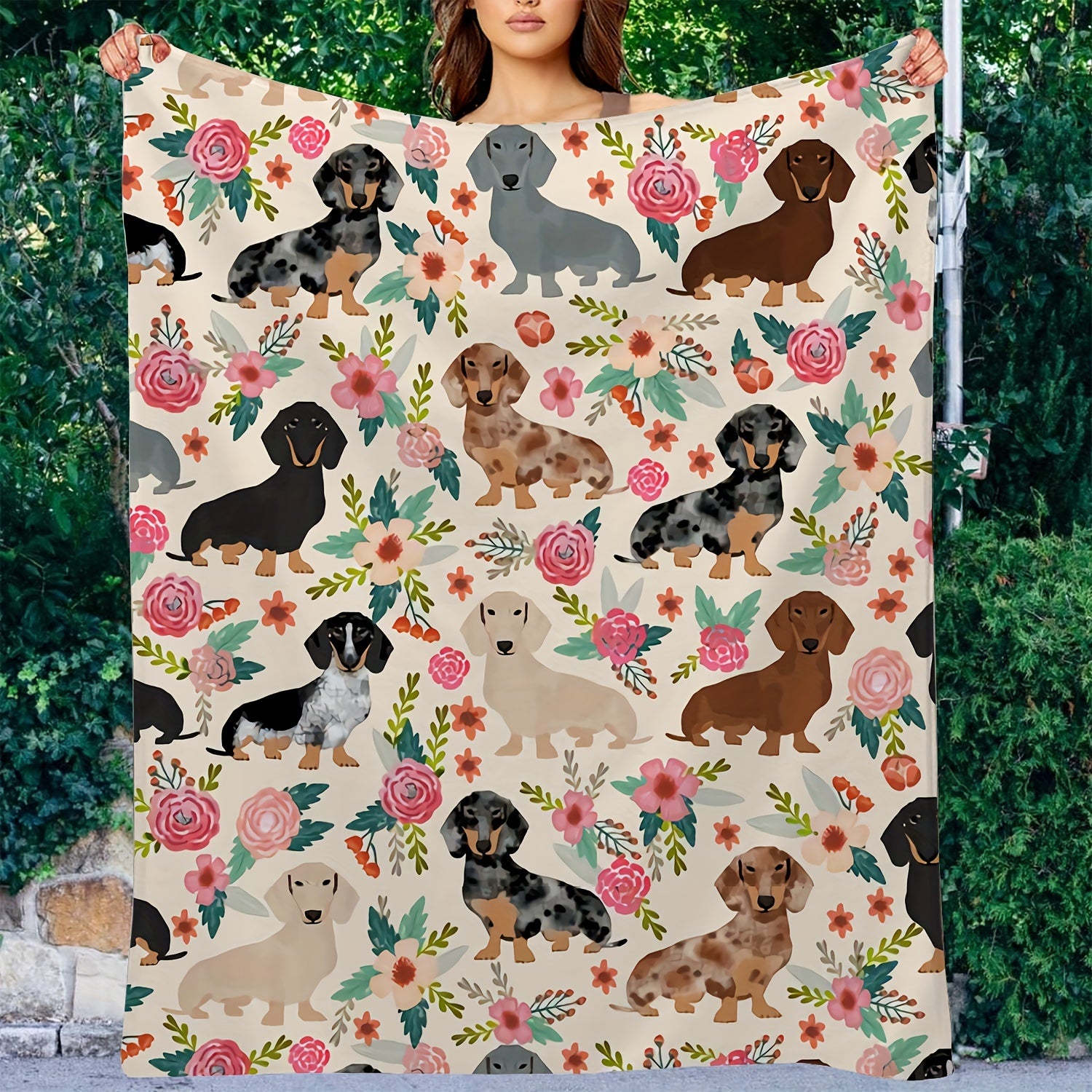 Dog Print Blanket Lightweight Soft Warm for Sofa Bed Four Seasons
