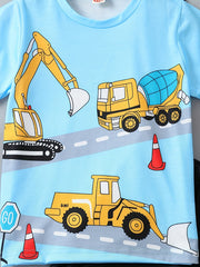 Excavator Cartoon 2pcs T Shirt & Shorts Set for Toddler Boys