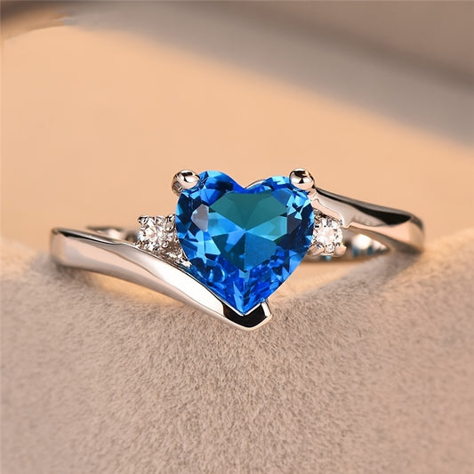 Heart Shaped Crystal Zircon Ring for Women Finger Ring