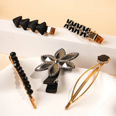 5 Flower Clover Rhinestone Hair Clips Vintage Barrette Hair Accessories