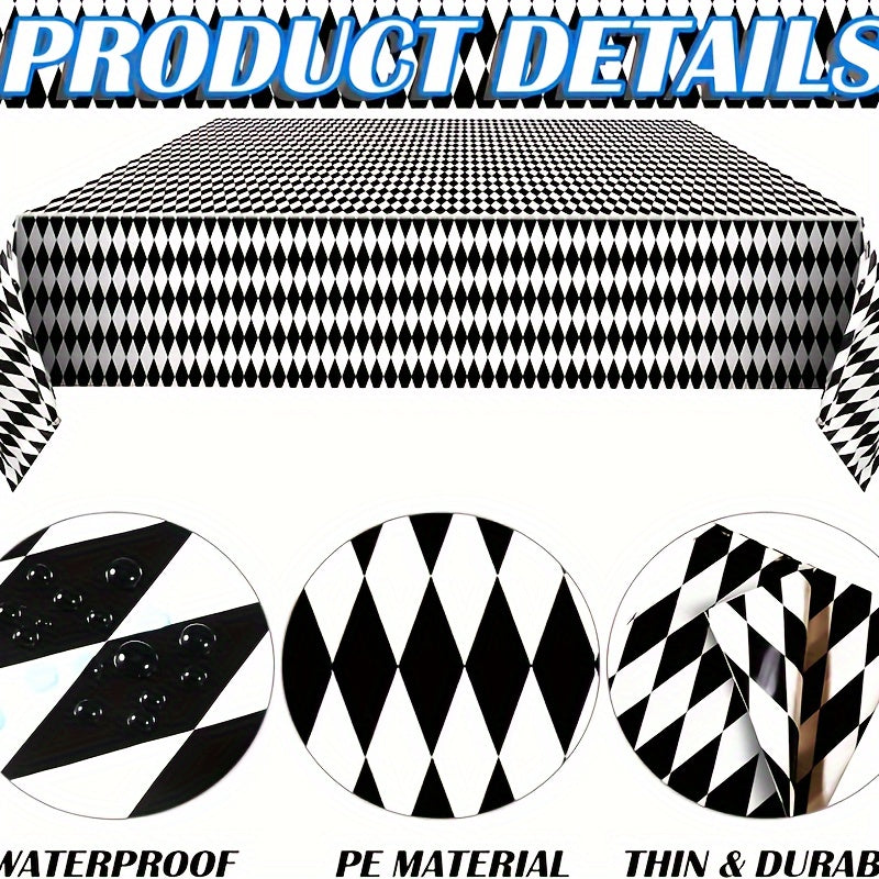 3pcs Checkered Tablecloths Plastic Checkered Tablecloths for Party Supplies
