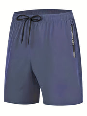 Men's Comfy Elastic Waist Drawstring Shorts Zipper Pocket