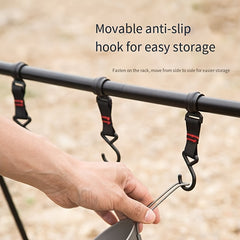 Foldable Camping Storage Rack with Hooks and Pouch