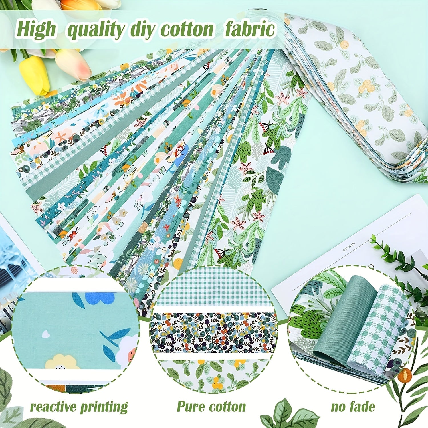 40pcs Floral Printed Quilting Fabric Cotton Craft DIY Doll Clothes Fabric