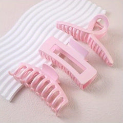 3pcs Pink Hair Claw Non Slip Clips for Thin Hair
