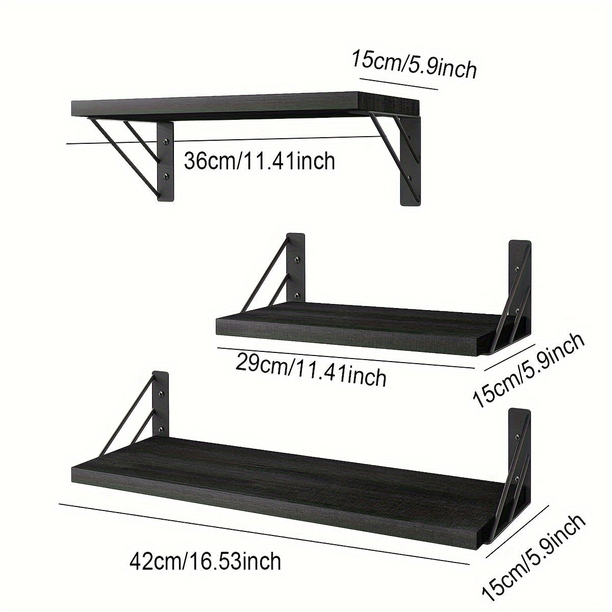 Adjustable Kitchen Racks 3 Tier Wall Shelves Wooden Storage Hanging Shelf