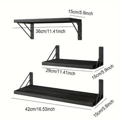 Adjustable Kitchen Racks 3 Tier Wall Shelves Wooden Storage Hanging Shelf