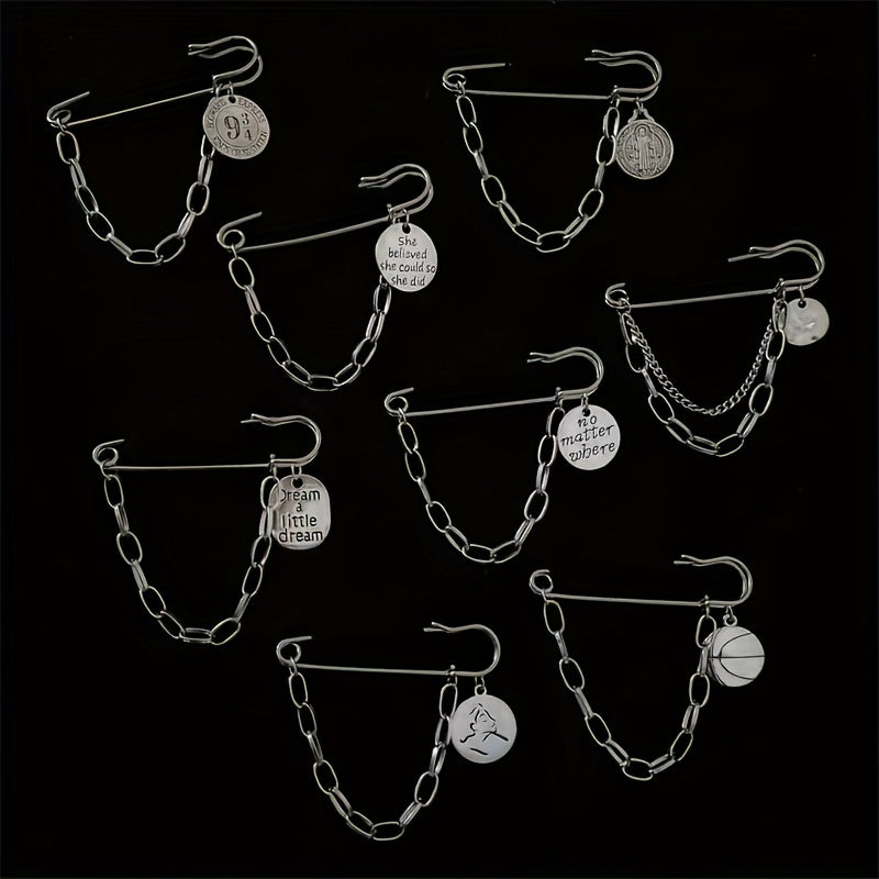 Minimalist Tassel Chain Brooch Pin Clothes Accessories