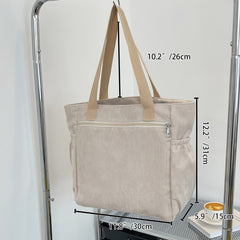 Corduroy Tote Bag Large Capacity Lightweight Shoulder Shopper Bag