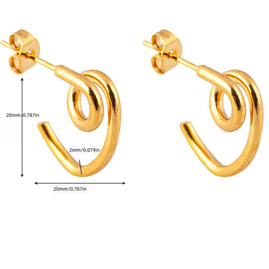 18K Plated Stainless Steel Twisted Stud Earrings