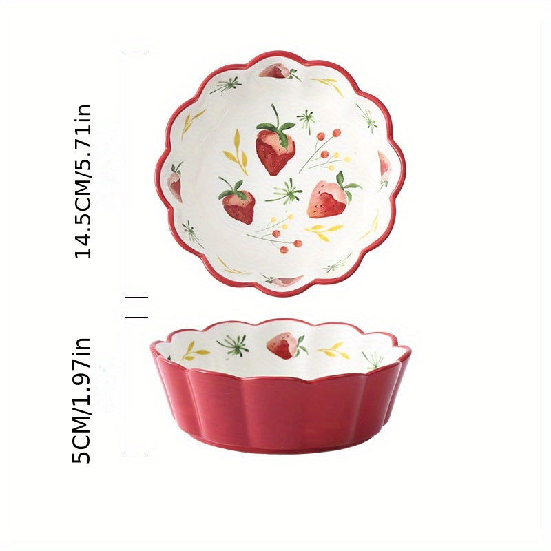Japanese Ceramic Fruit Salad Bowl Strawberry Ice Cream Bowl
