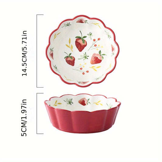 Japanese Ceramic Fruit Salad Bowl Strawberry Ice Cream Bowl