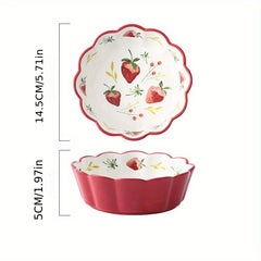 Japanese Ceramic Fruit Salad Bowl Strawberry Ice Cream Bowl