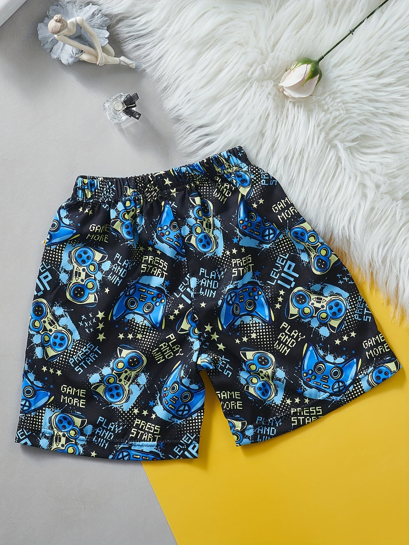 Boys Gamepad Print Shorts Comfortable Summer Clothes