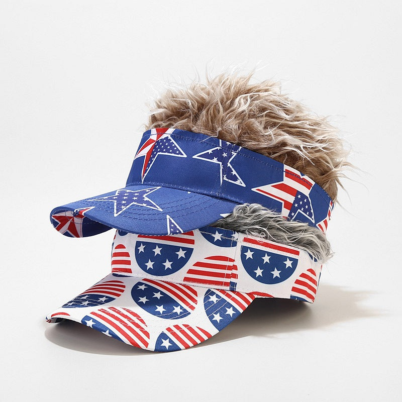 Sun Visor Hat With Spiked Hairs Baseball Cap