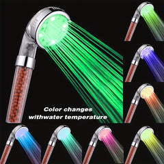 LED 7 Colors Shower Head Automatic Changing Light Water Saving High Pressure