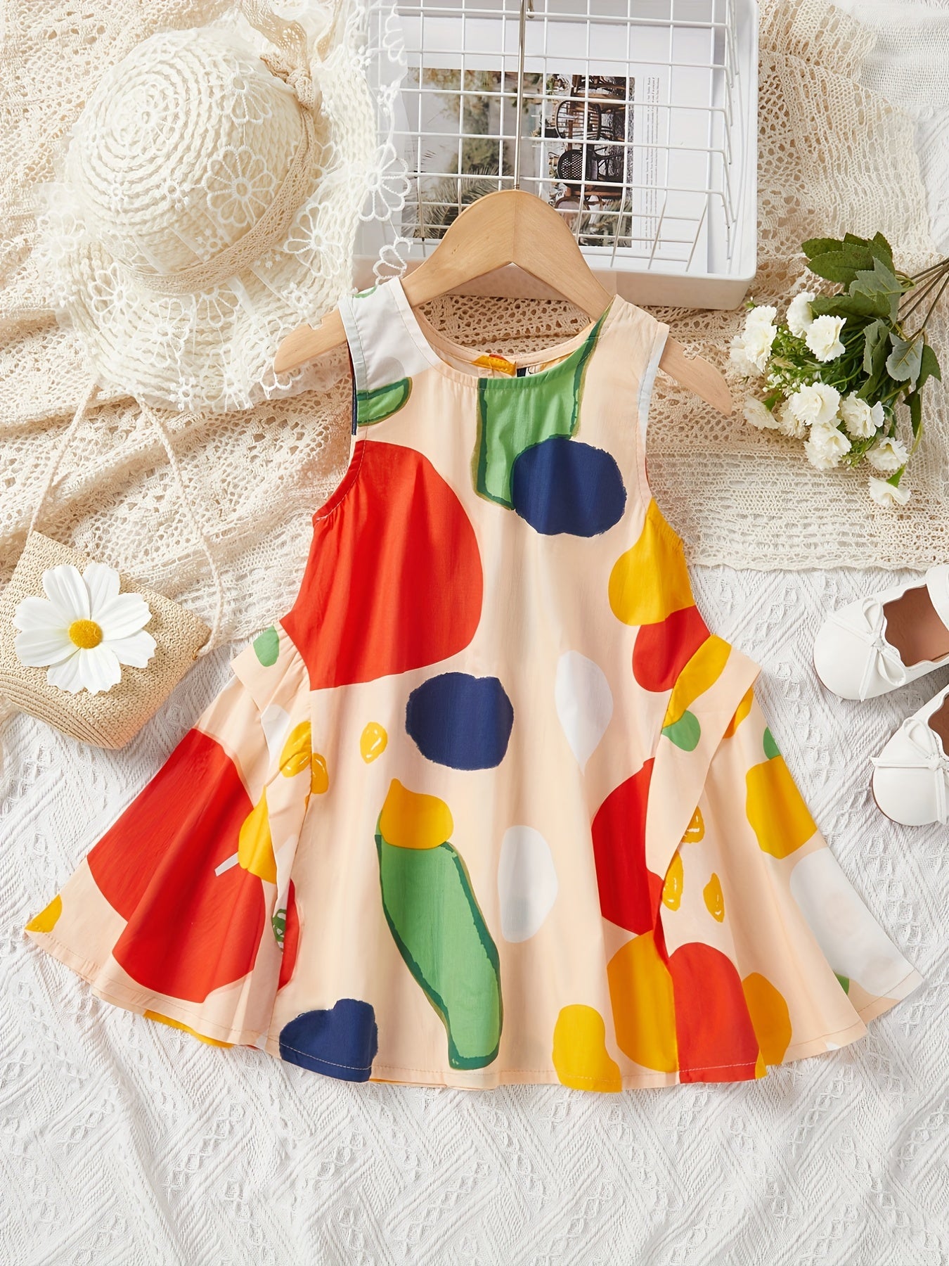 Toddler Girls Colorful Polka Dot Ruffle Princess Dress