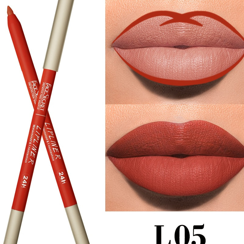 Waterproof Lip Liner: High Pigment, Smooth Texture, Matte Finish