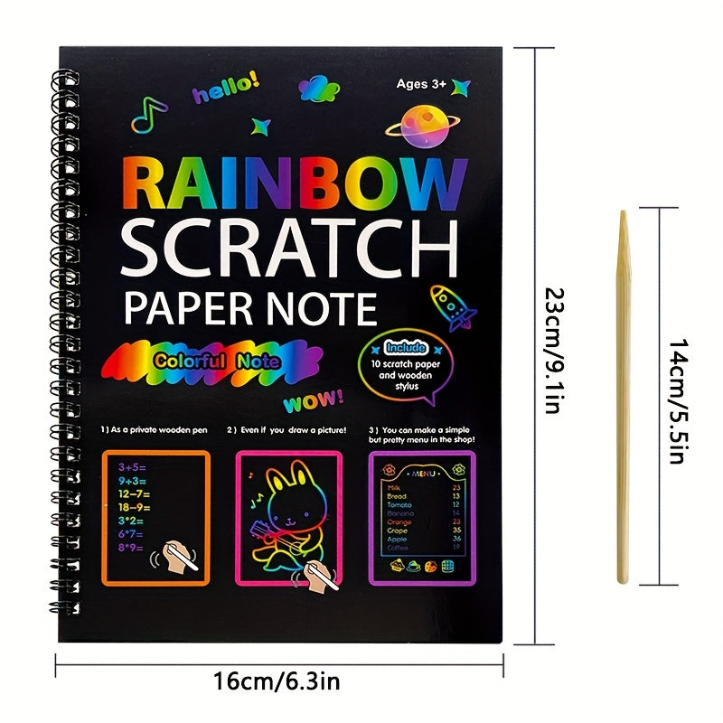 2pcs Rainbow Scratch Art Notebook - Creative Set for Teens