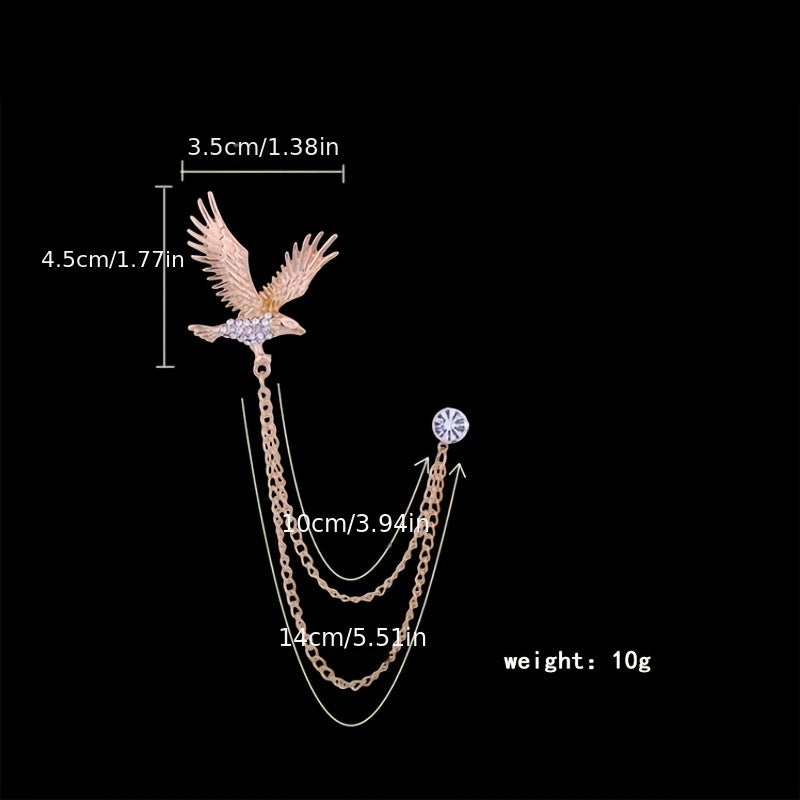 Elegant Eagle Brooch for Men with Artificial Diamond Inlay