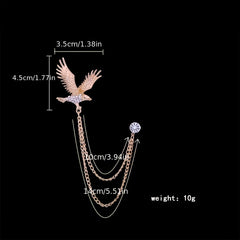 Elegant Eagle Brooch for Men with Artificial Diamond Inlay