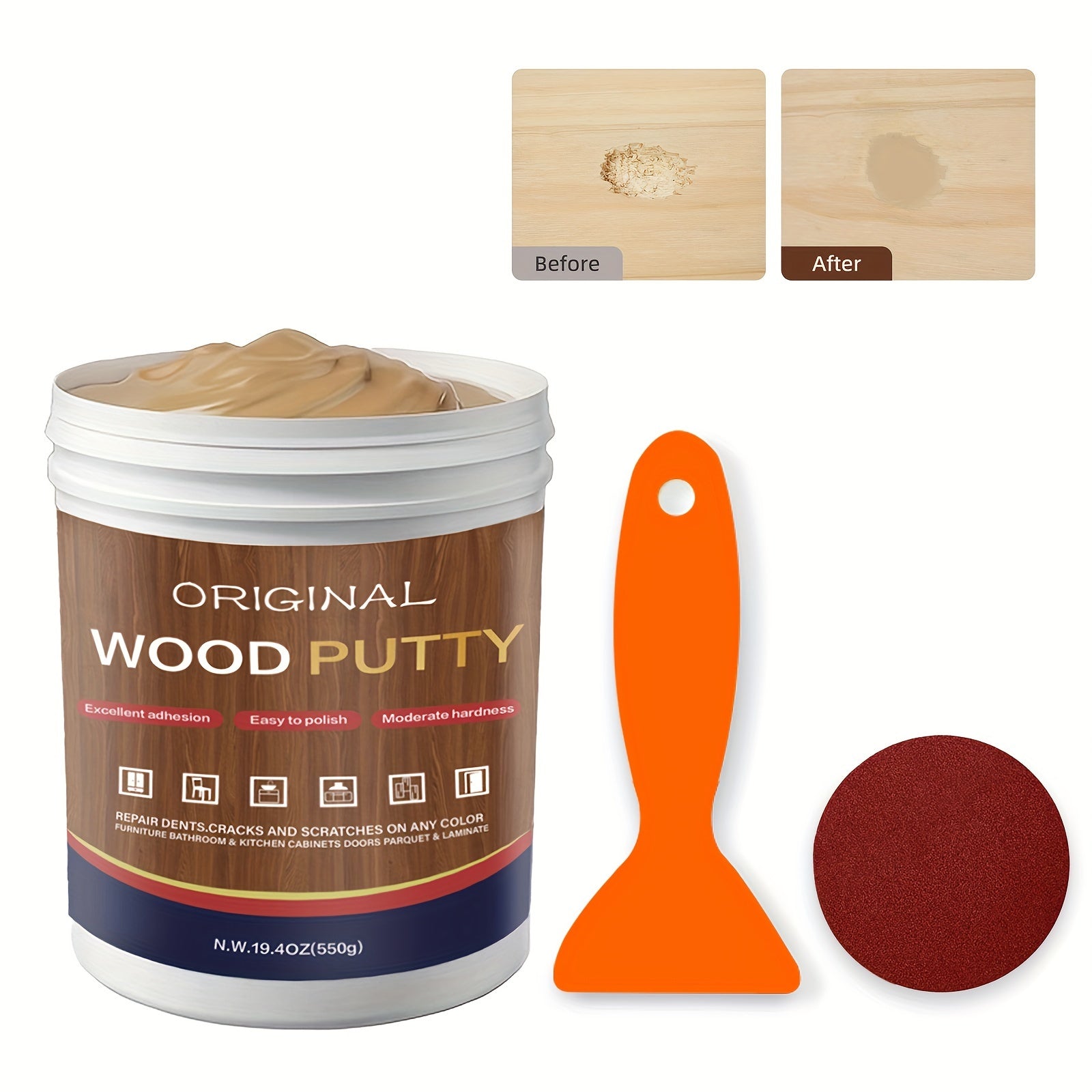 Wood Filler Putty for Repairing Wood Furniture 19.4 oz