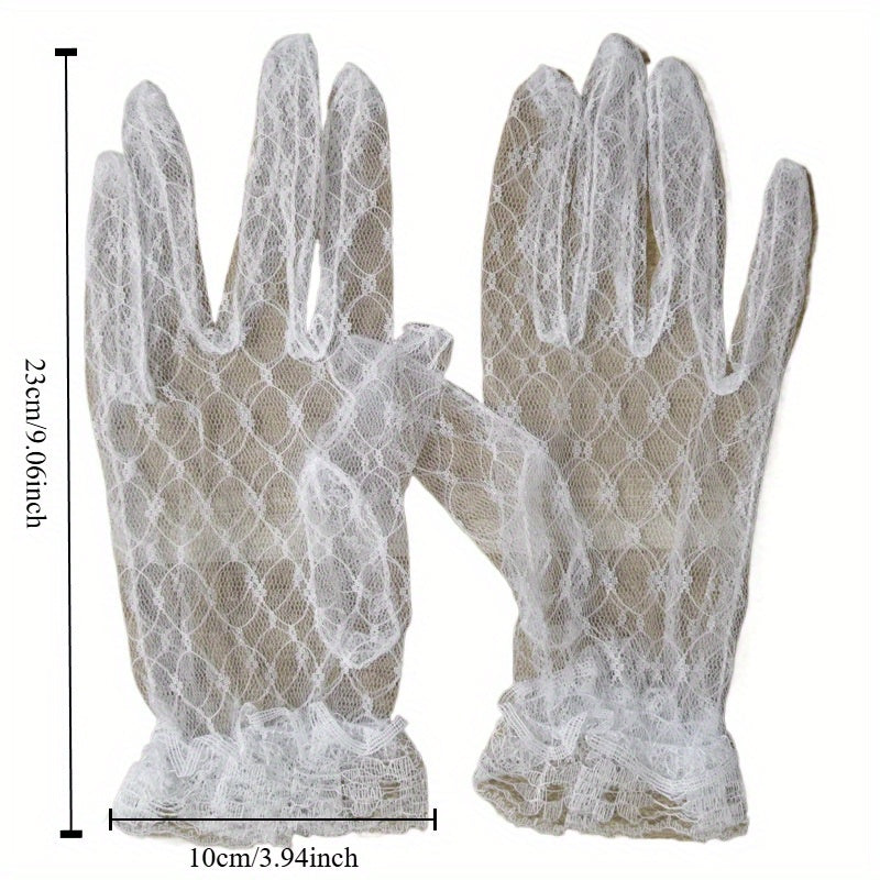 Net Tulle Lace Bridal Wedding Gloves