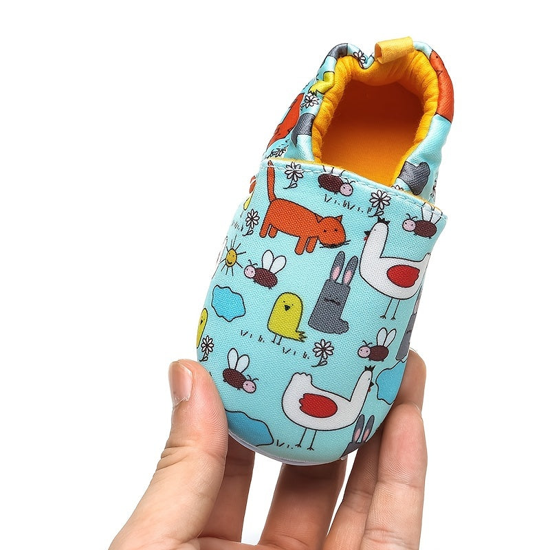 Baby Boys Cartoon Print Slippers Plush Walking Shoes