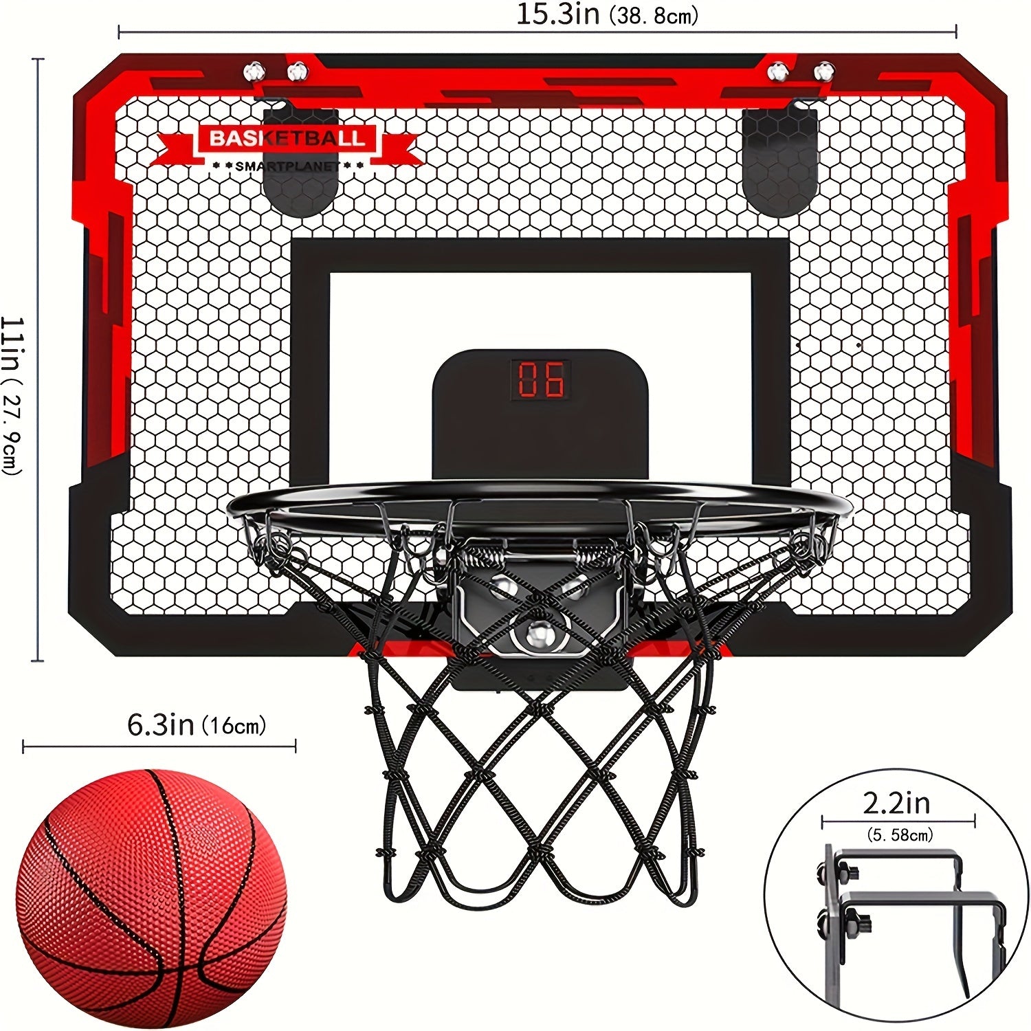 Kids' Electronic Scoreboard Basketball Stand Set with 2 Balls