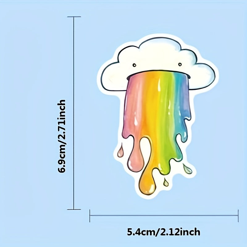 50 Weather Doodle Stickers, Waterproof Stickers for Bottles & Phone