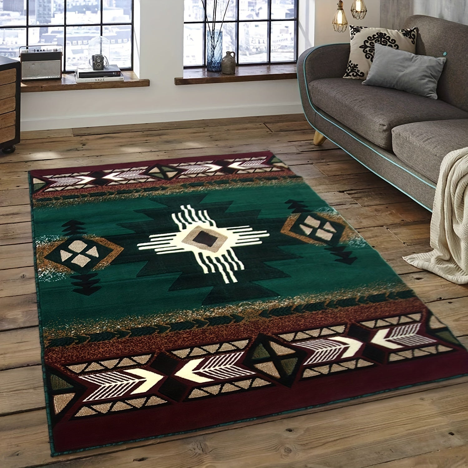 Dark Green Large Carpet Soft Area Rug Machine Washable
