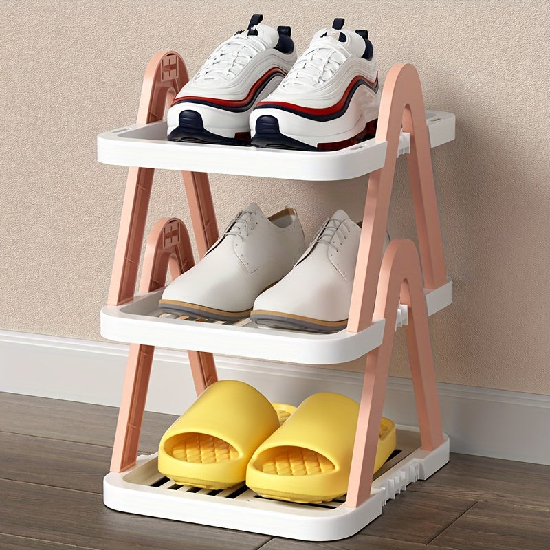 Plastic Folding Shoes Storage Rack Stackable Shoes Storage Shelf