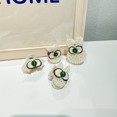 Rabbit Hair Claw Clip Bow Decor Faux Pearl Hair Clip for Women Girls