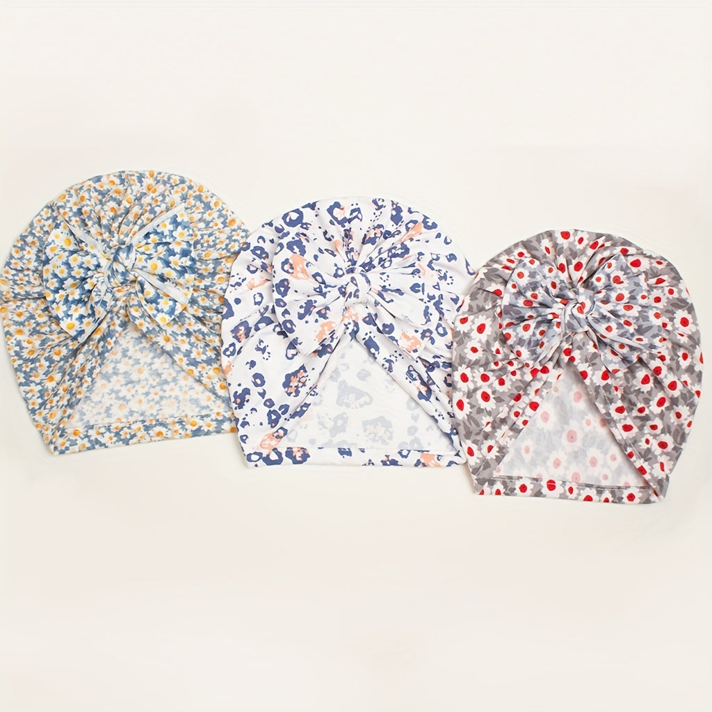 Autumn Printed Bow Baby Hat 0-3 Years Old