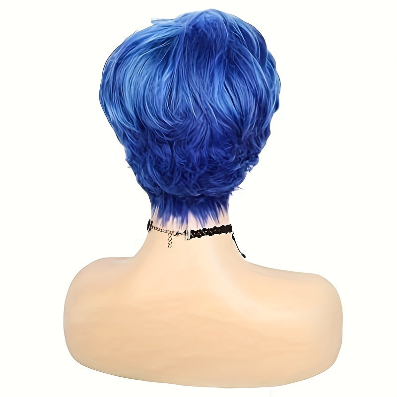 Short Synthetic Wigs for Women, Mixed Pixie Cut Wig, Short Wavy Layered Hair