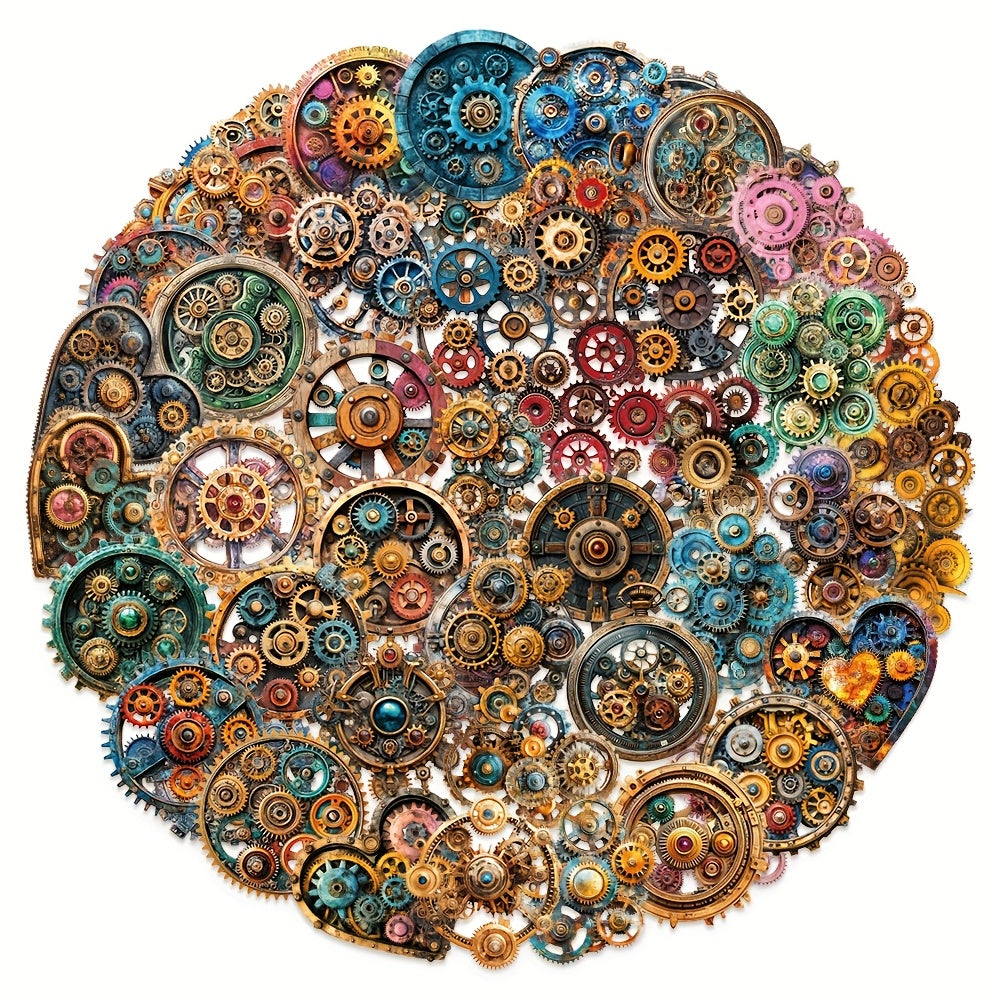 50pcs Steampunk Gears Stickers Colorful Metallic Self Adhesive Decals