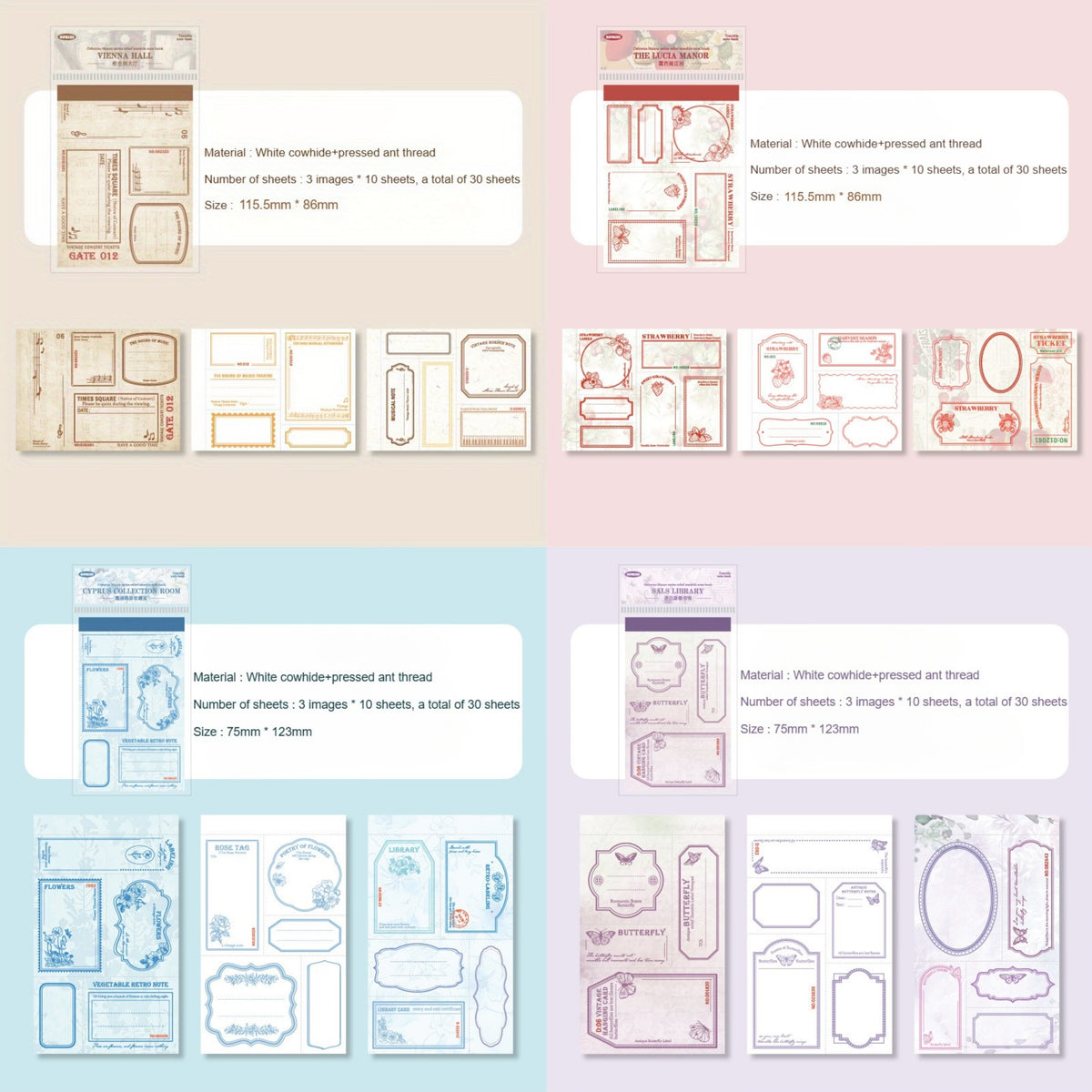 Vintage Tear Off Notepads 30 Pages Each for Journal Writing